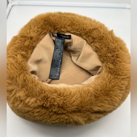 NEW ZARA Brown Faux Fur Oversized Bucket Hat sz S - Picture 5 of 6